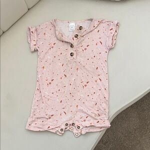 Lou Lou & Company Pink and Orange Speckled Bamboo romper.